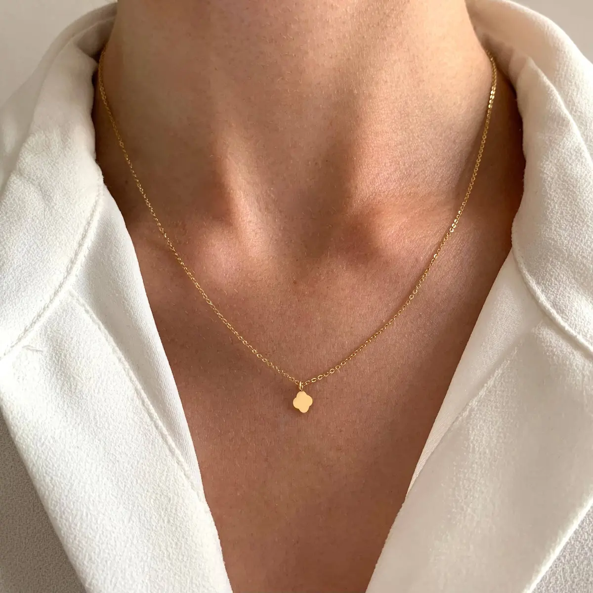 Victoire Collection - Women's Steel Clover Pendant Necklace 1