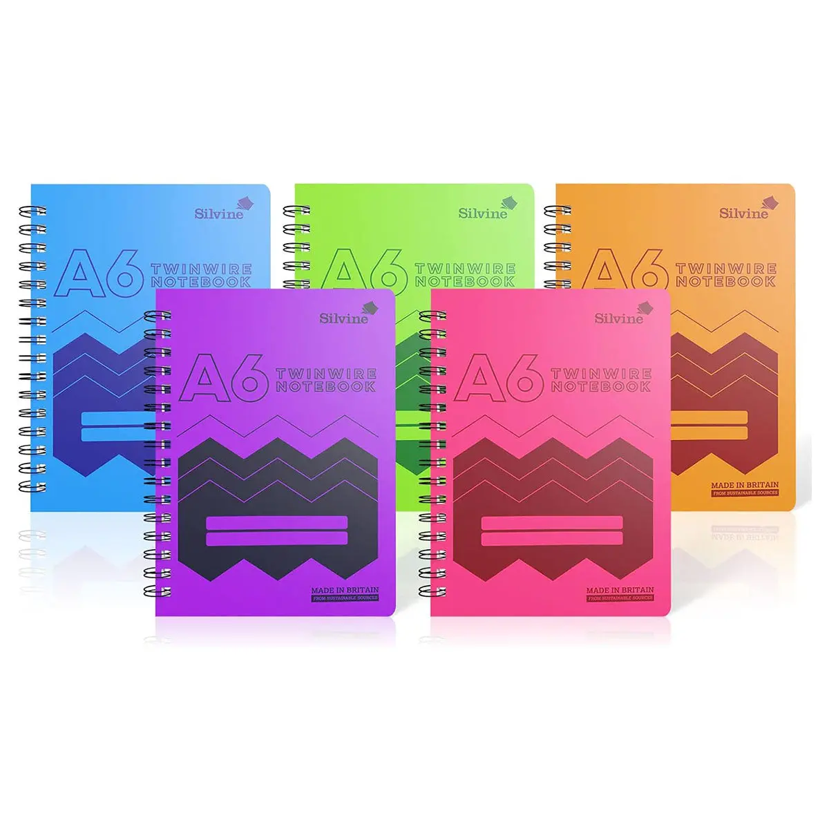 Silvine A6 Twin Wire Notebook Lined Assorted Colours (10 Pack - Styles Vary) 1