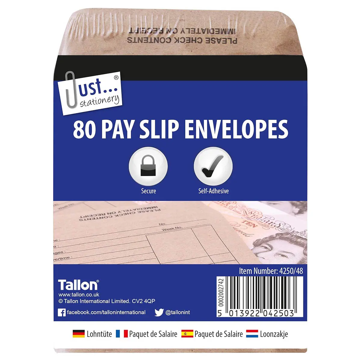 Just Stationery Pay Slip Envelopes (80 Pack) 1