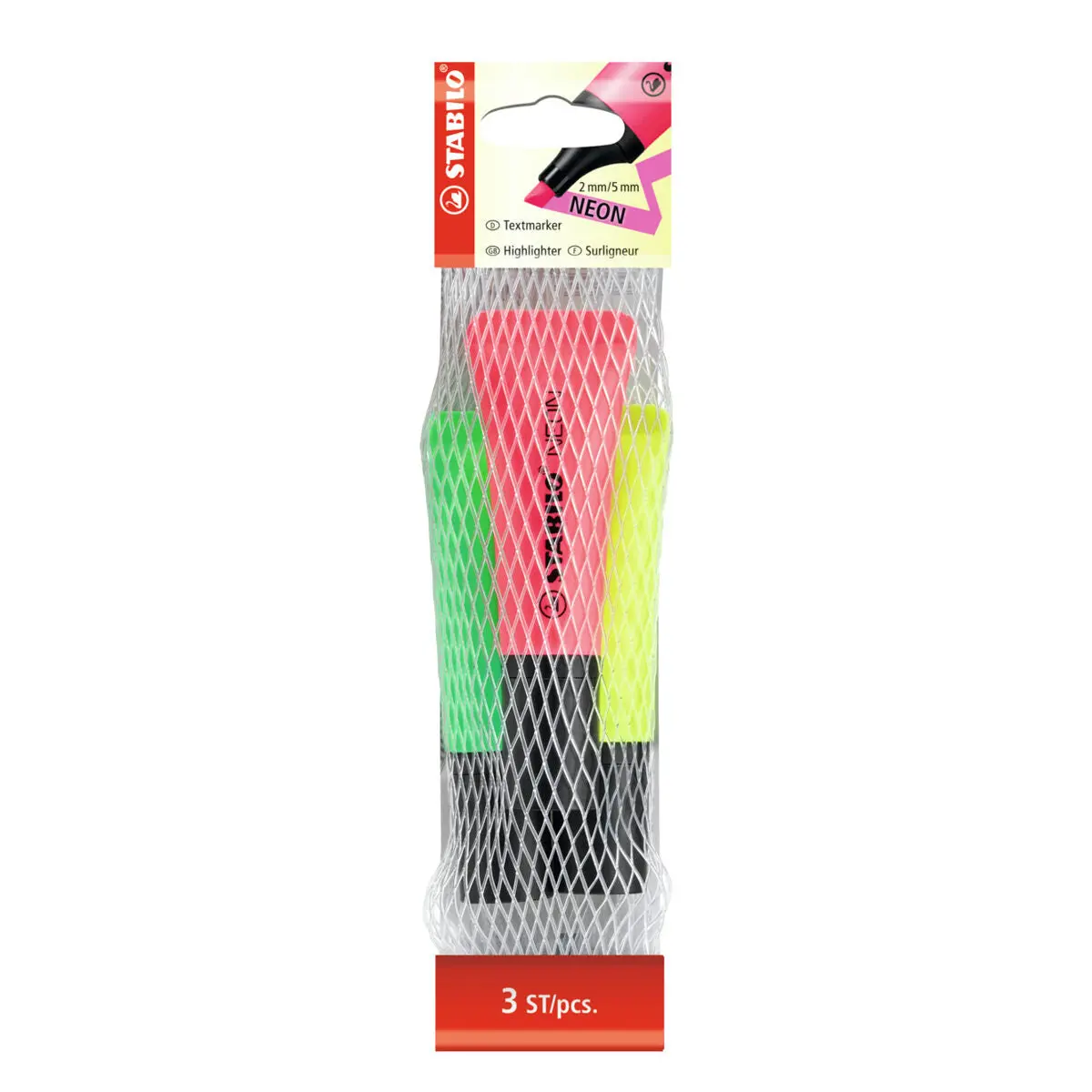 Stabilo Neon Assorted Colours Highlighter Pack Of 3 1