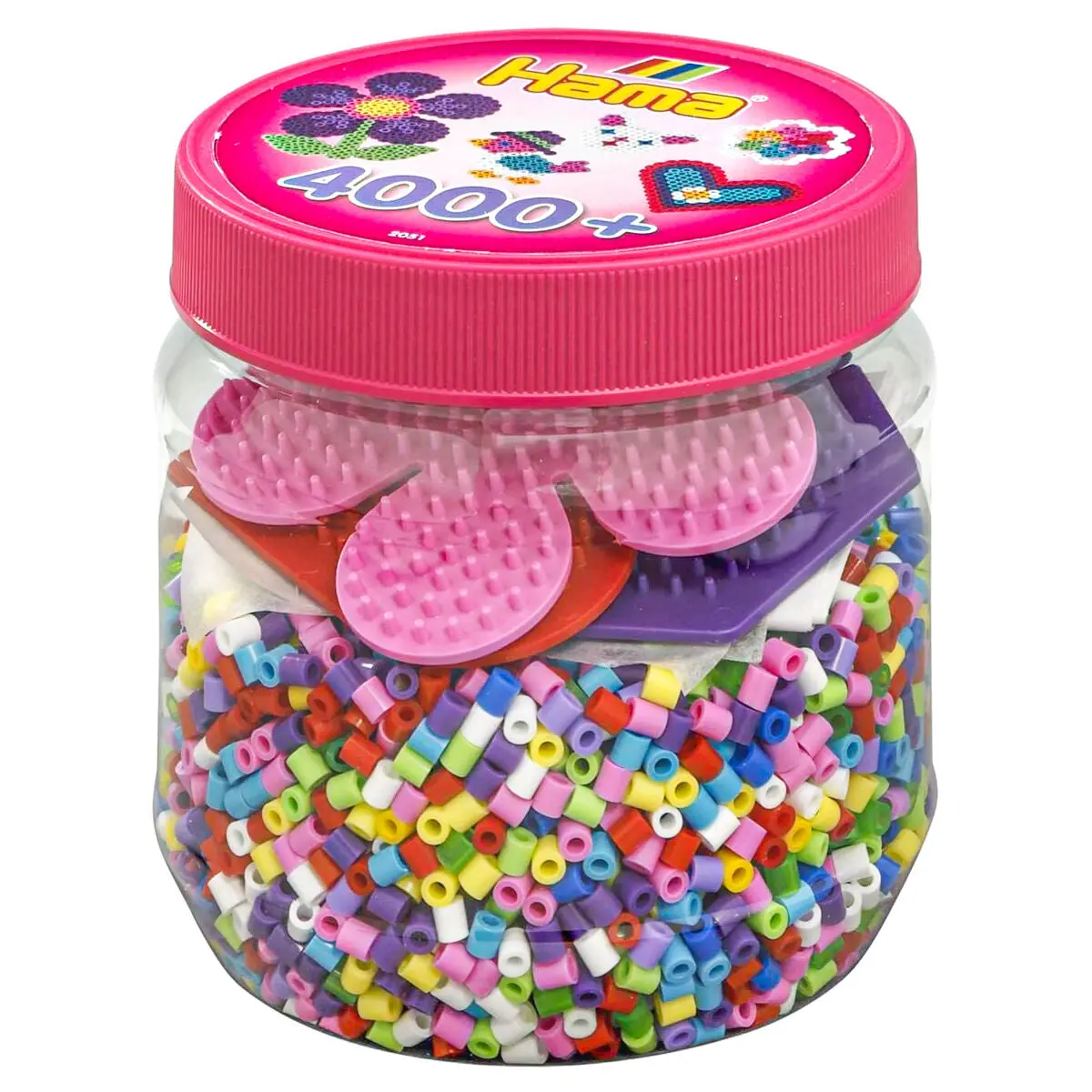 Hama Midi Beads 4000 Piece Pink Tub With 3 Pegboards 1