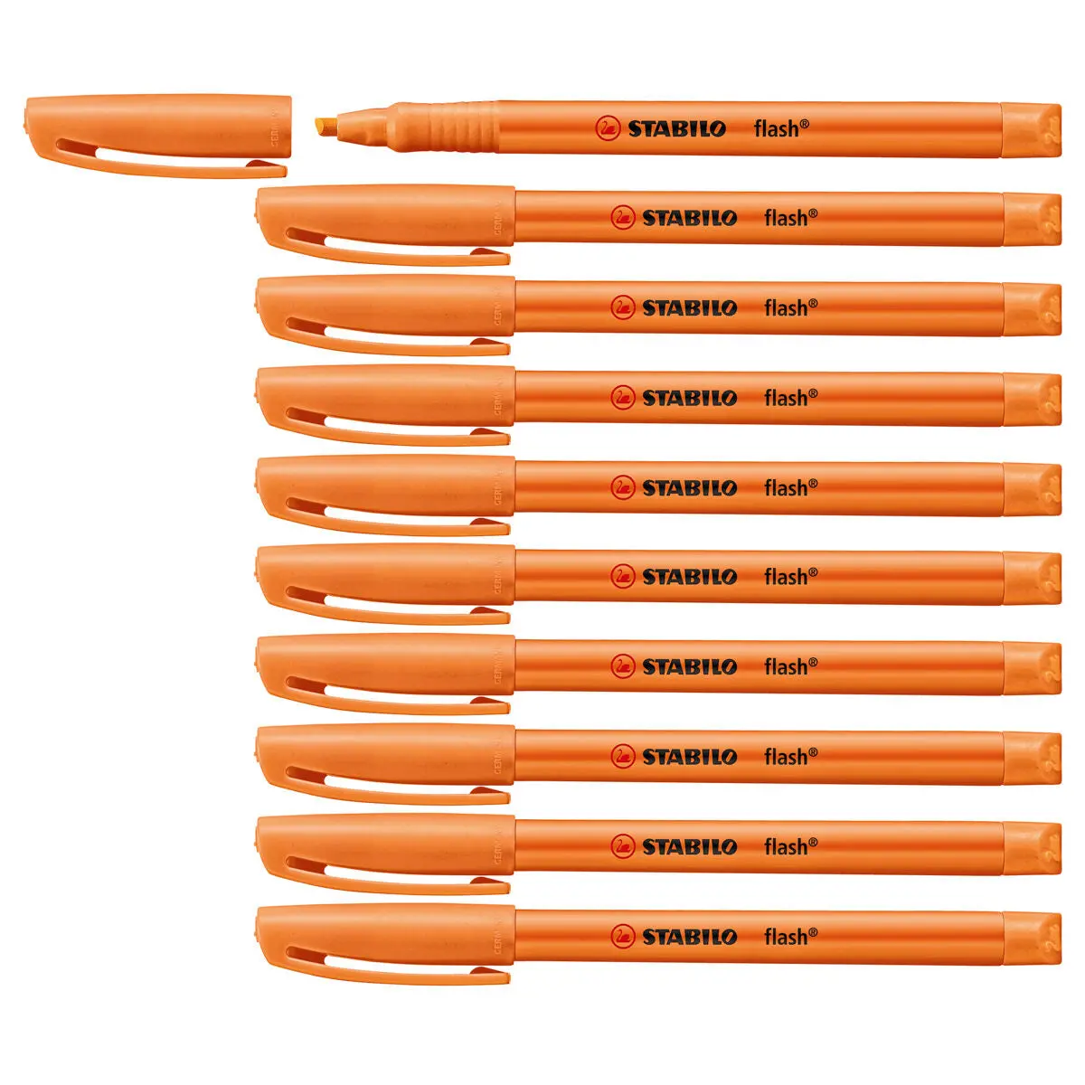 Stabilo Flash Orange Highlighter Box Of 10 1