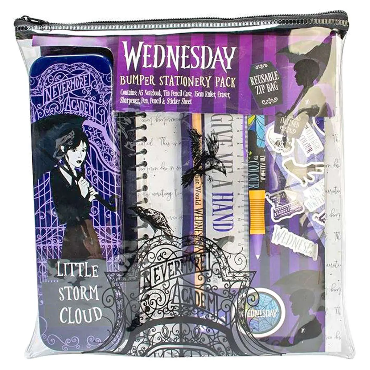 Wednesday Bumper Stationery Set With Reusable Zip Bag 1