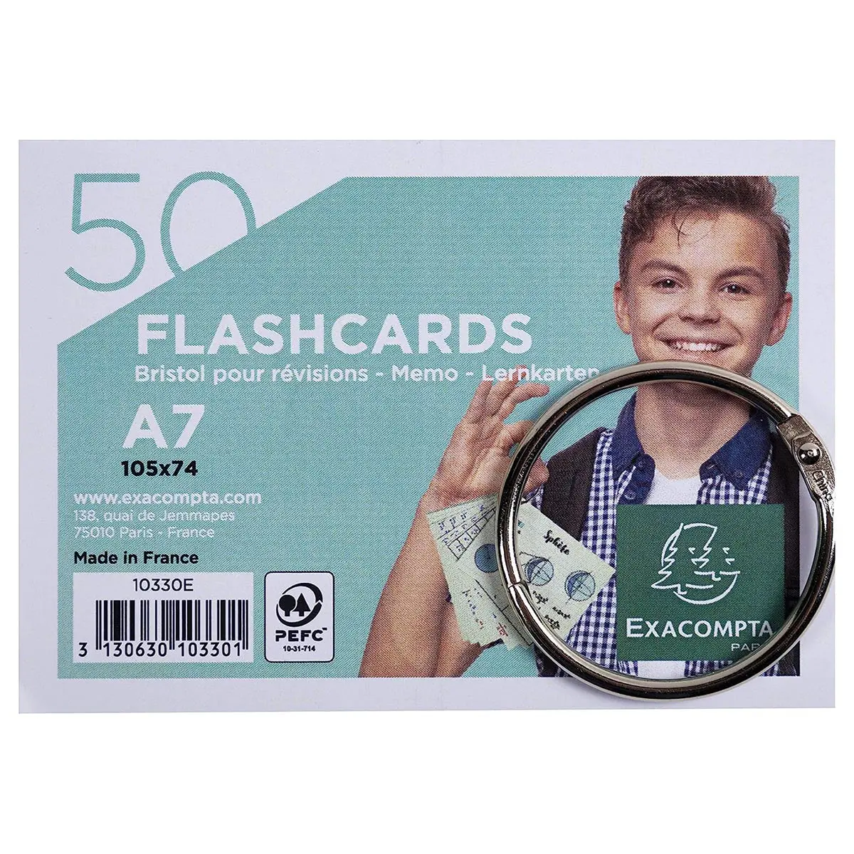 Exacompta 50 Flashcards A7 With Ring (Styles Vary) 1