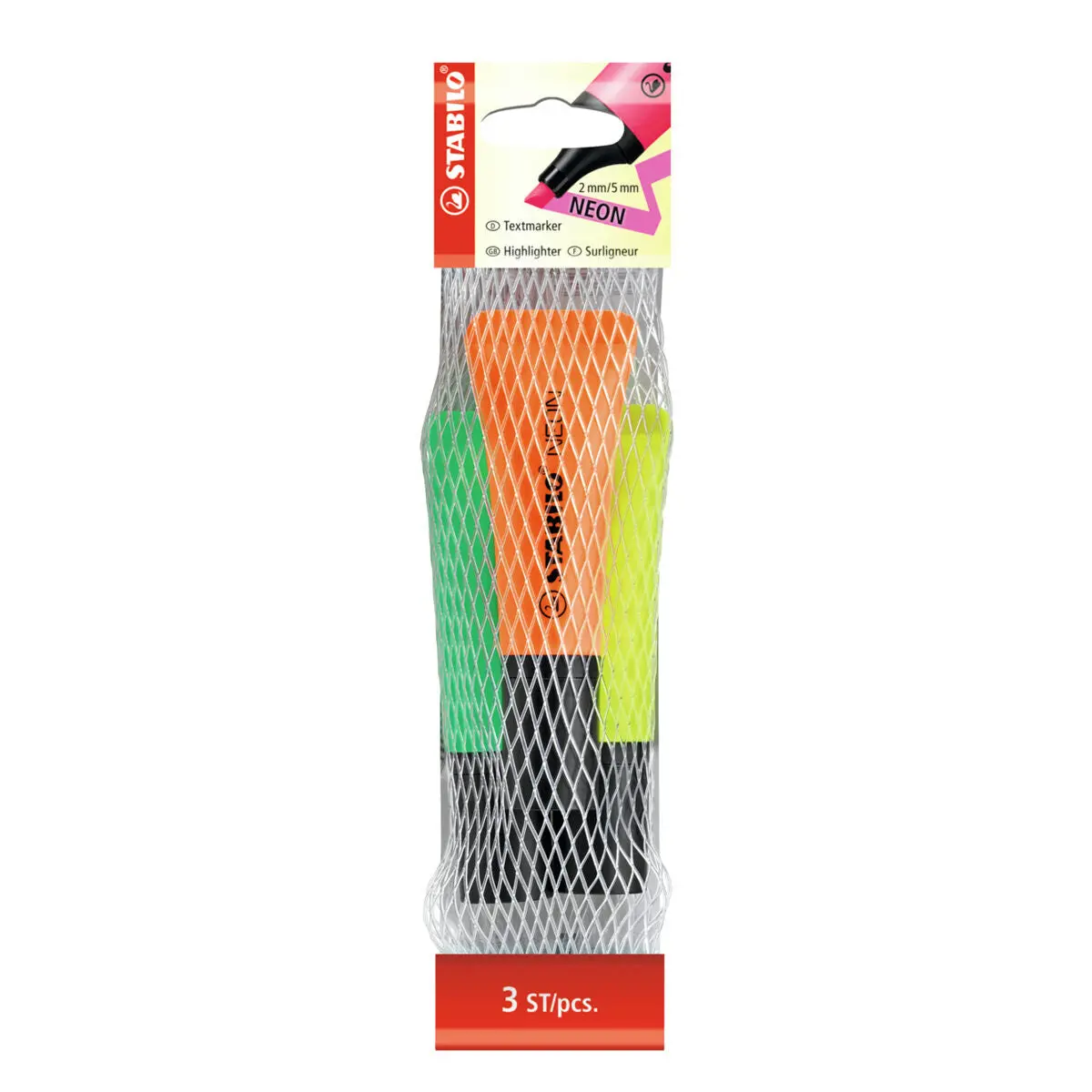 Stabilo Neon Assorted Colours Highlighter Pack Of 3 1