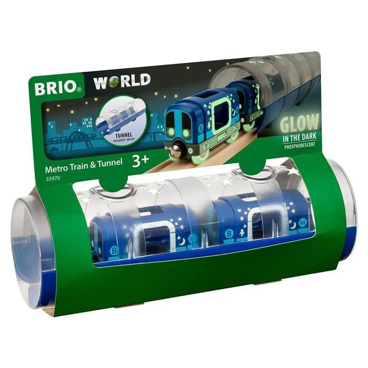 Brio World Metro Train & Tunnel Glow In The Dark Set 1