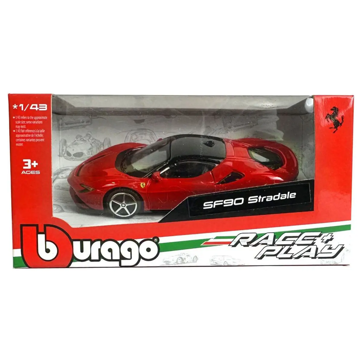 1:43 Ferrari Sf90 Stradale Race & Play Diecast Model Car - Collectible 1