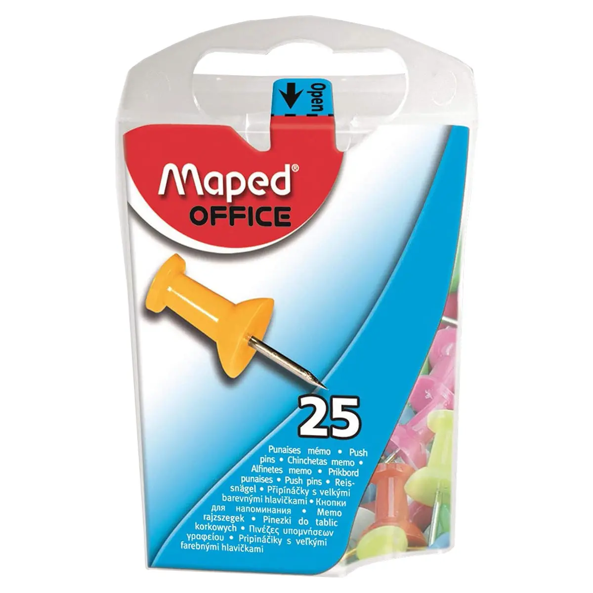 Maped Push Pins In Assorted Colours (25 Pack) 1