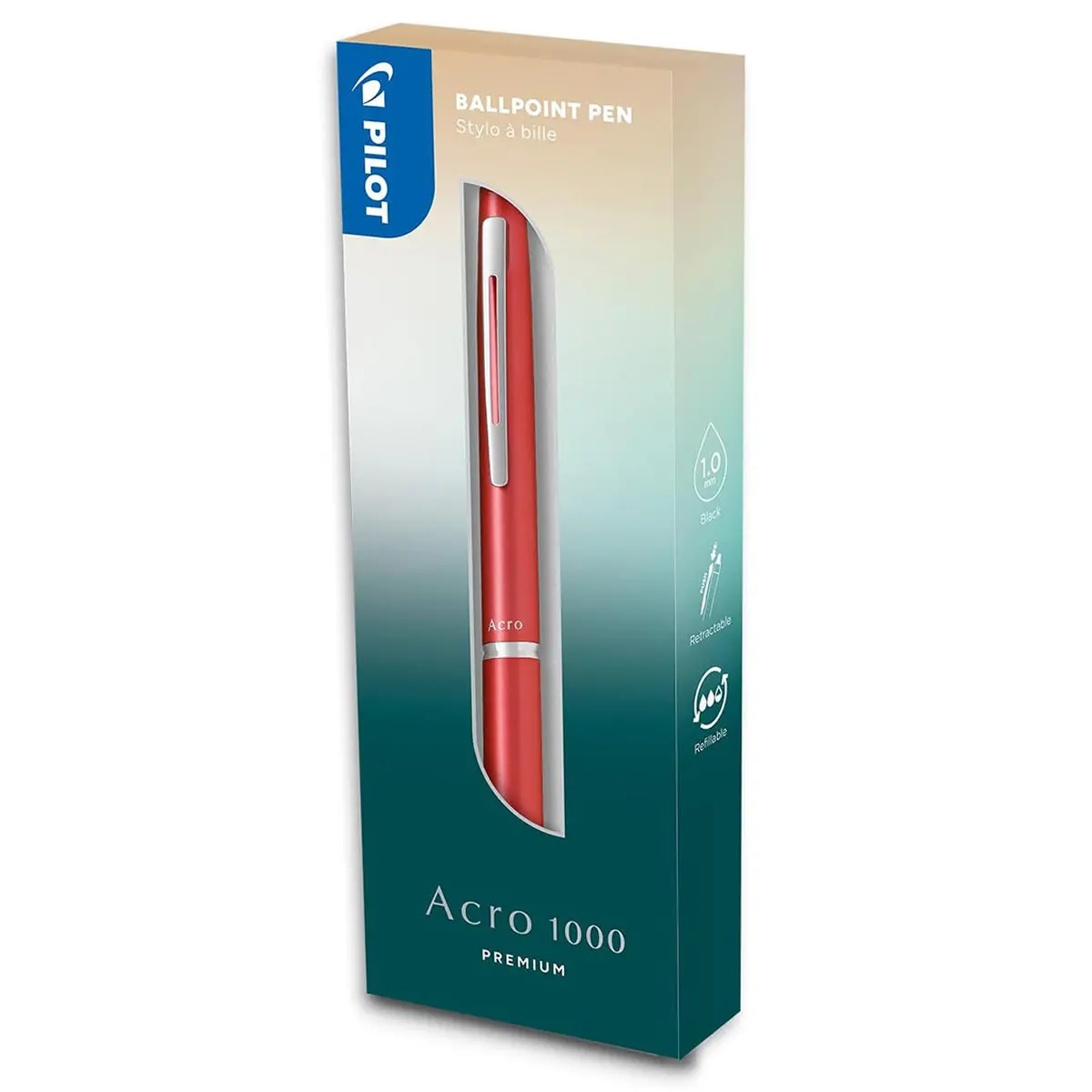 Pilot Acro 1000 Premium Medium Line Ballpoint Red Pen 1