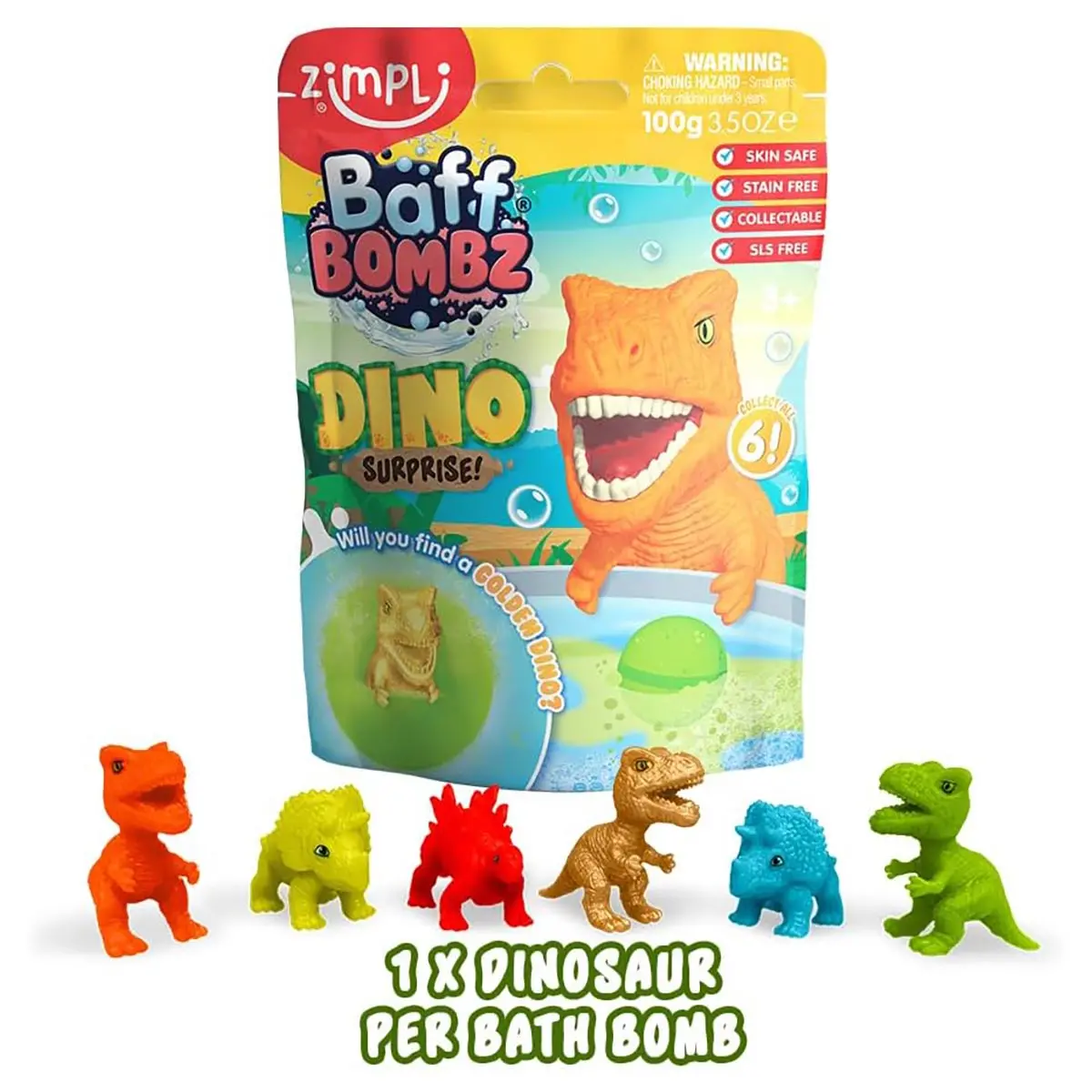 Zimpli Baff Bombz Dino Surprise! Sensory Bath Fun (Styles Vary) 1