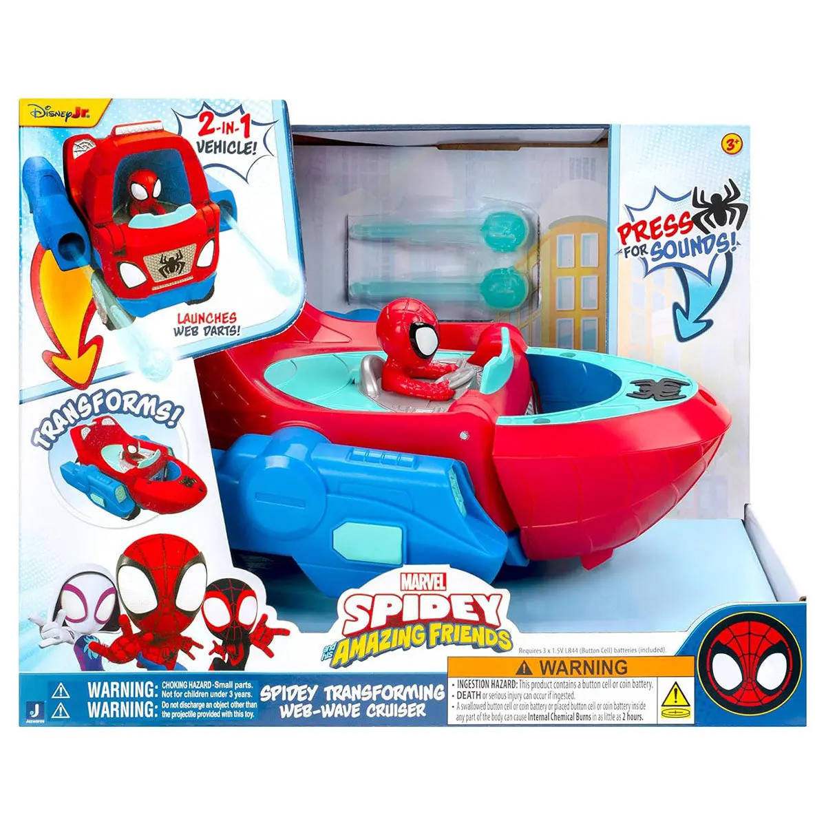 Marvel Spidey And His Amazing Friends: Spidey Transforming Web-Wave Cruiser Vehicle 1