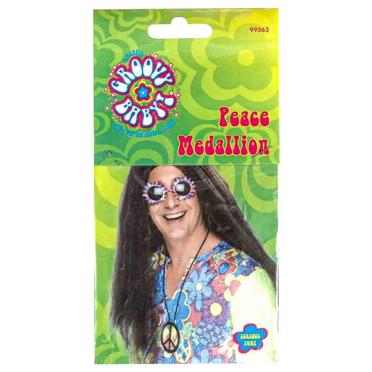 Smiffys Peace Sign Medallion Silver Coloured 1