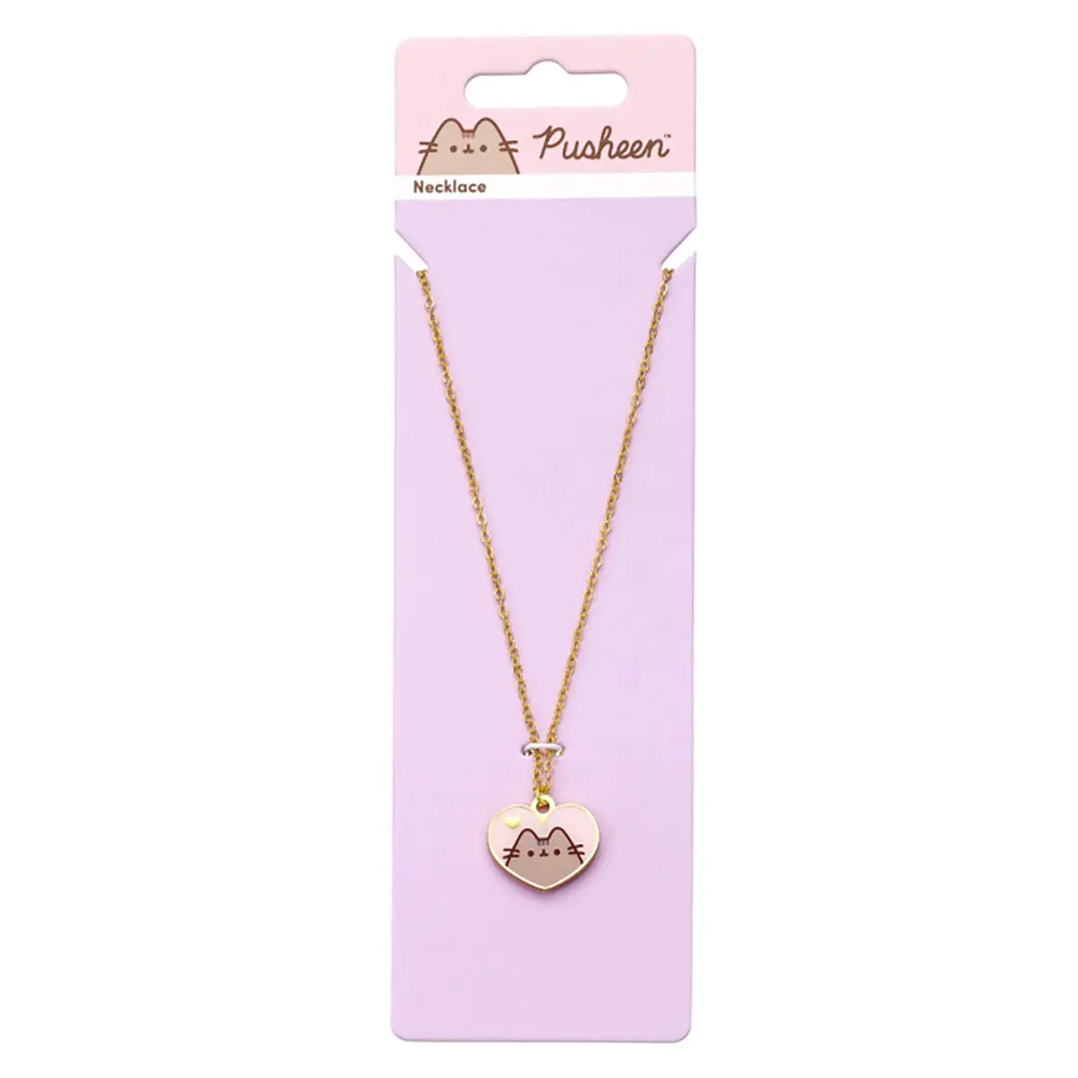 Pusheen The Cat Pink Enamel And Gold Heart Necklace 1