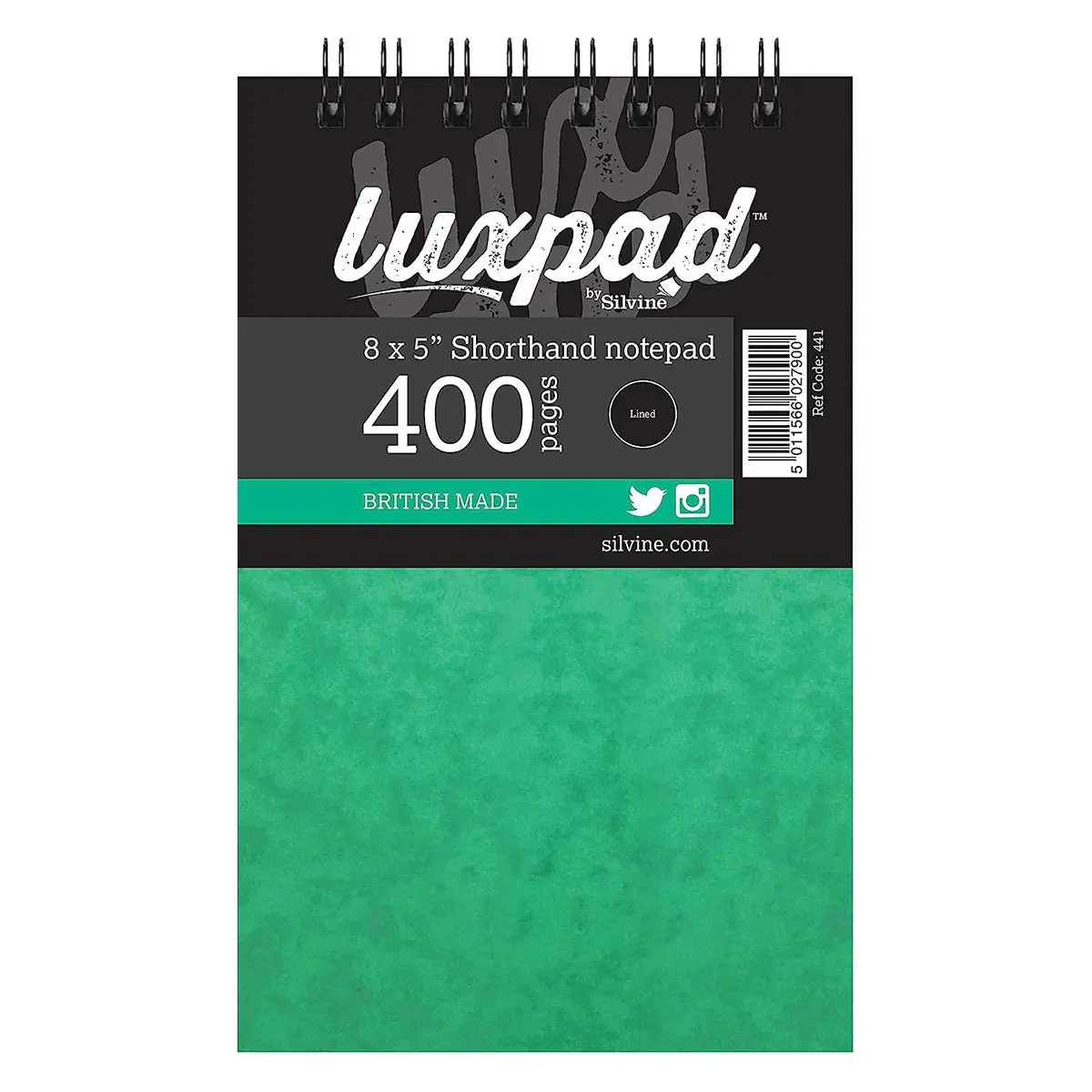 Silvine Luxpad Shorthand Hardback Pressboard Notepad 400 Pages 1