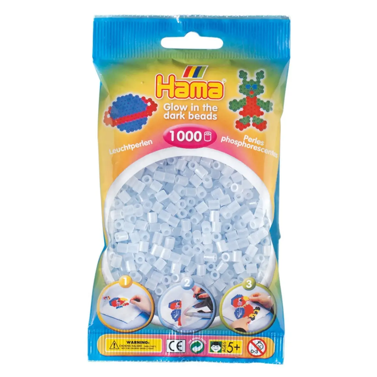 Hama Midi Beads Blue Glow In The Dark 1000 Piece Pack 1
