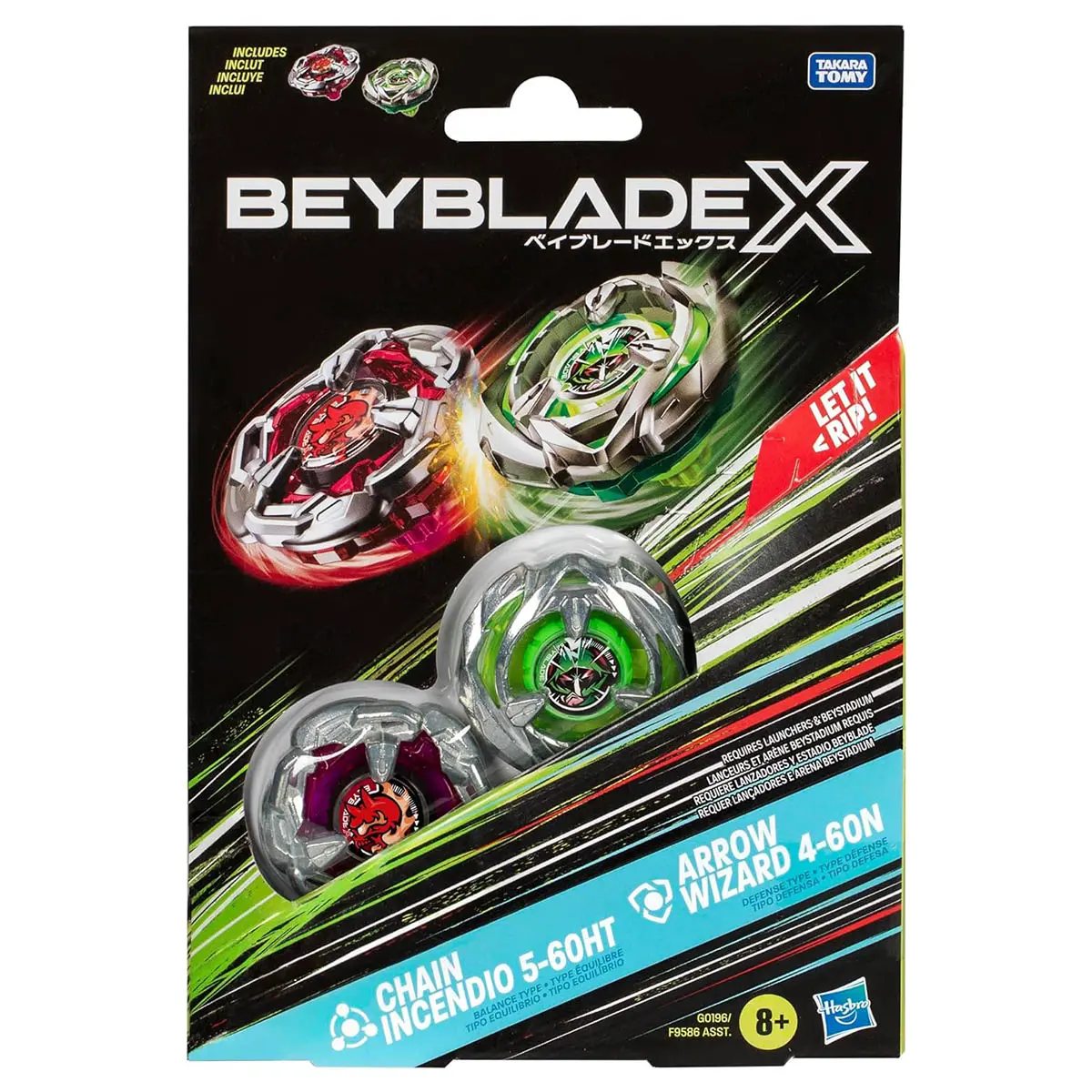 Beyblade X: Chain Incendio 5-60Ht Balance Type & Arrow Wizard 4-60N Defense Type Dual Pack 1