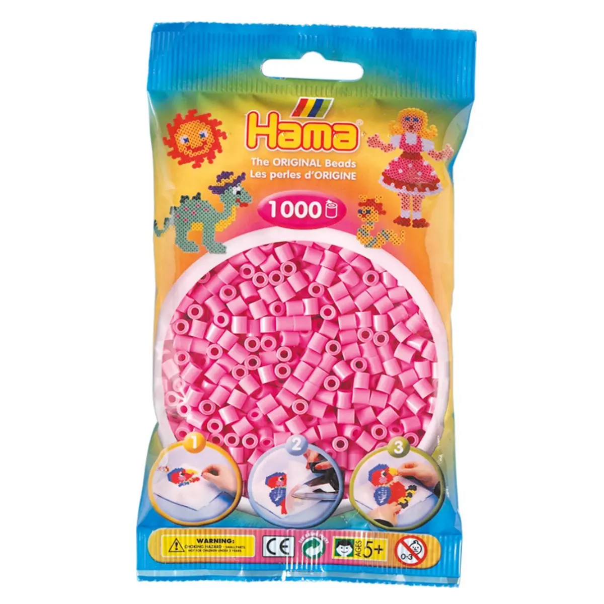 Hama Midi Beads Pastel Pink 1000 Piece Pack 1