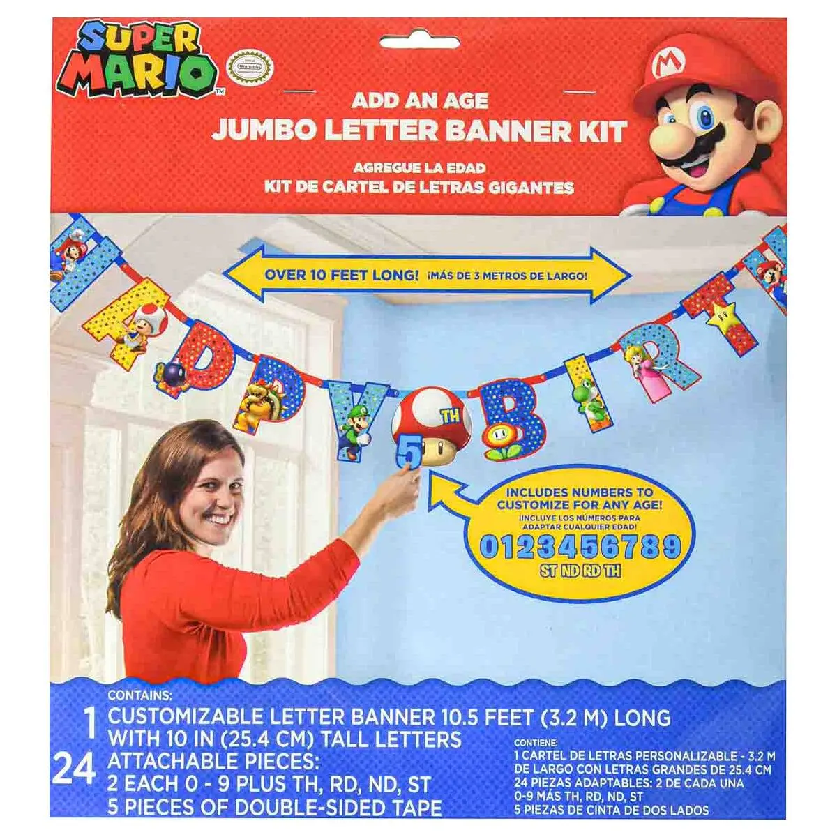 Super Mario Add An Age Jumbo Letter Banner Kit 1