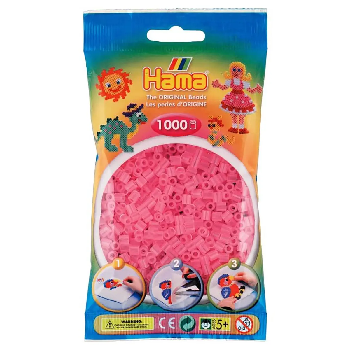 Hama Translucent Pink Midi Beads (1000 Pack) 1