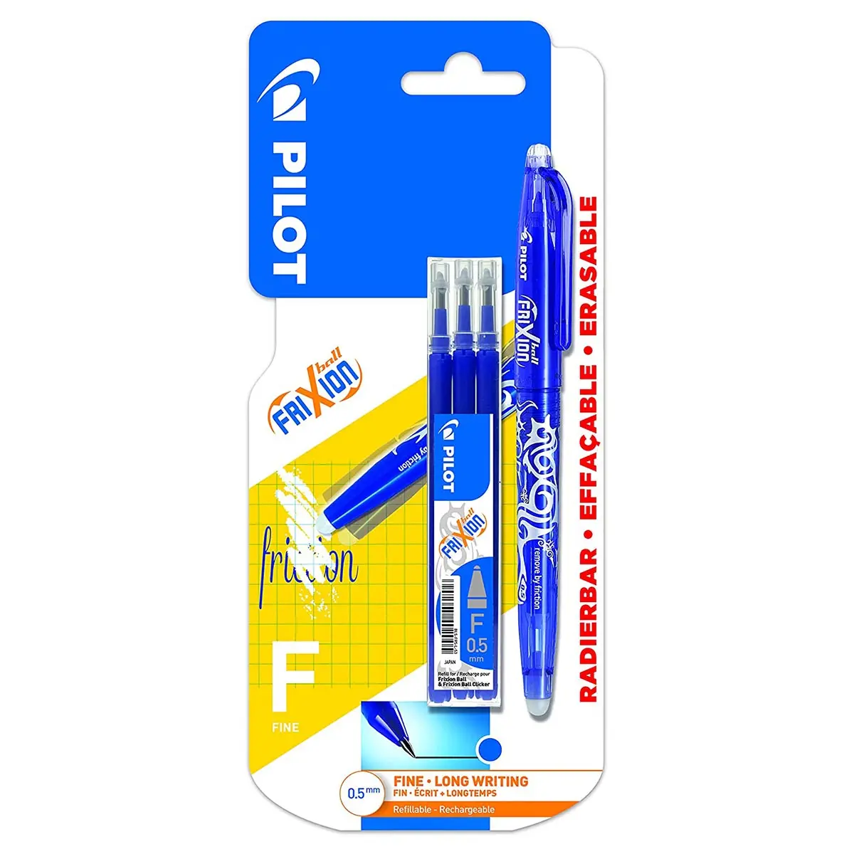 Pilot Frixion Ball F 0.5Mm Blue Ink Rollerball Pen With Refills 1