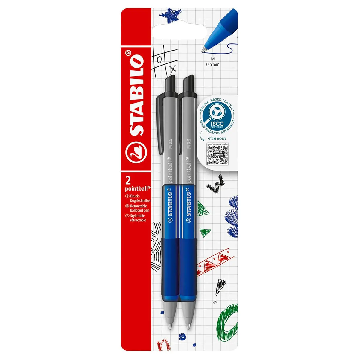 Stabilo Pointball Colorful Ballpoint Pen With Blue Ink (2 Pack) 1