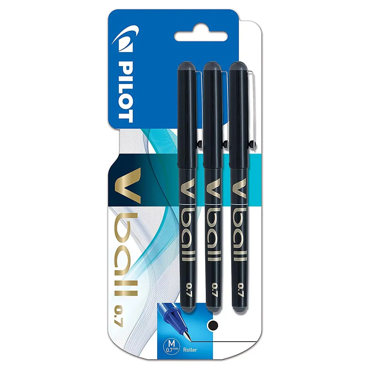 Pilot V Ball M 0.7 Black Rollerball Pen (3 Pack) 1
