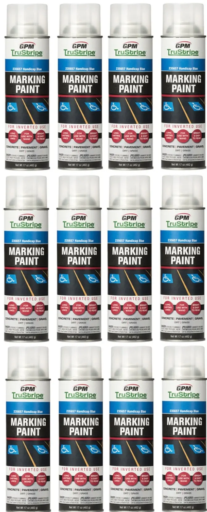 Gpm Trustripe Invmrk-17 17 Oz Can Of Handicap Blue Inverted Marking Paint - Quantity Of 12 1