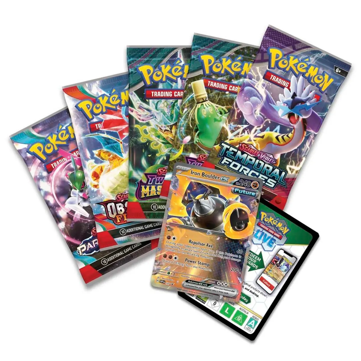Pokémon Tcg: Paradox Destinies Iron Boulder Ex Tin 2
