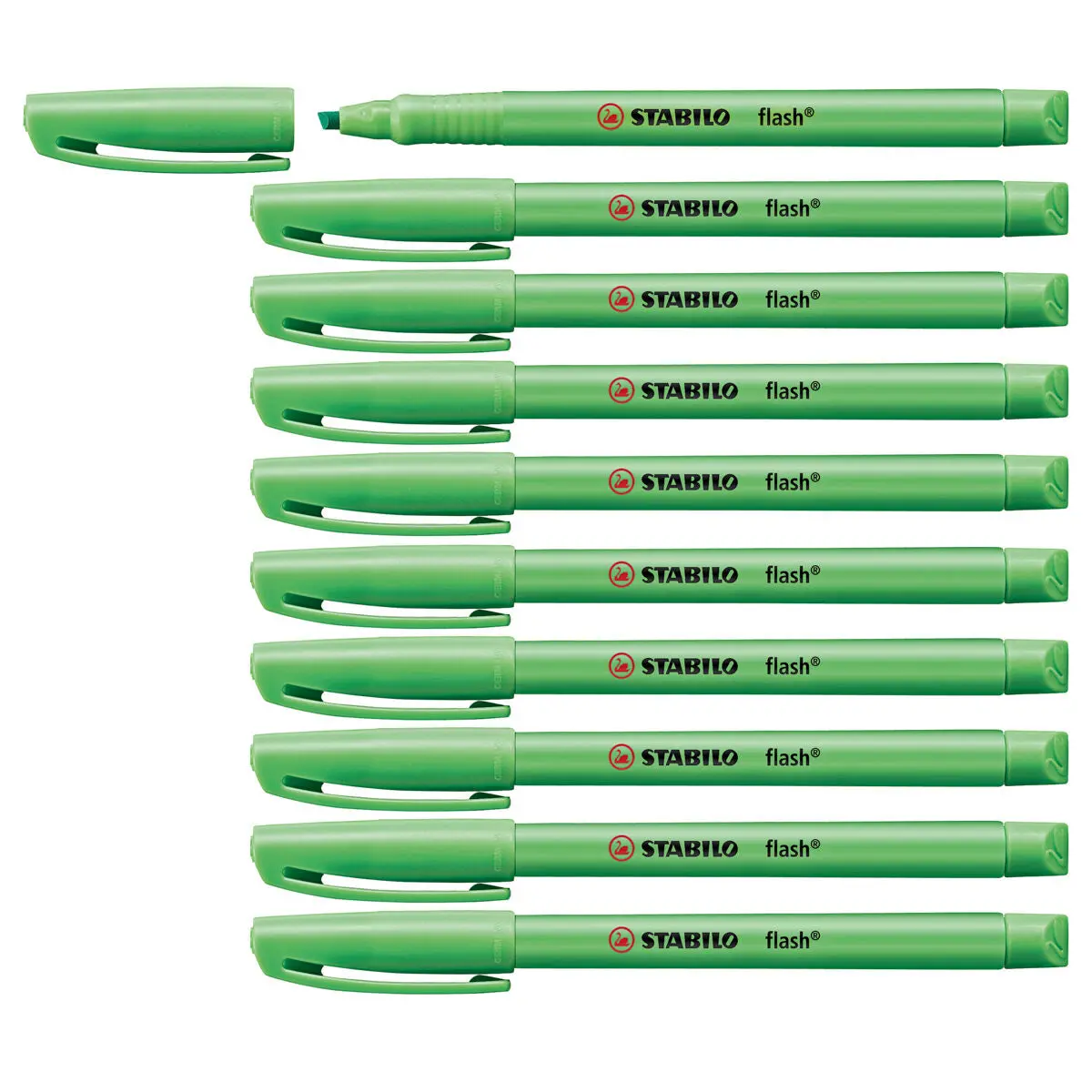 Stabilo Flash Green Highlighter Box Of 10 1