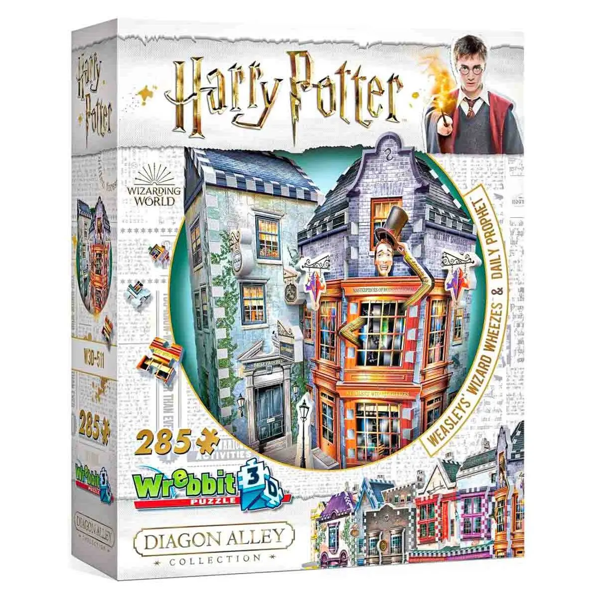 Wrebbit 3D Harry Potter: Diagon Alley Collection: Weasley Wizards Wheezes & Daily Prophet 285 Piece Puzzle 1