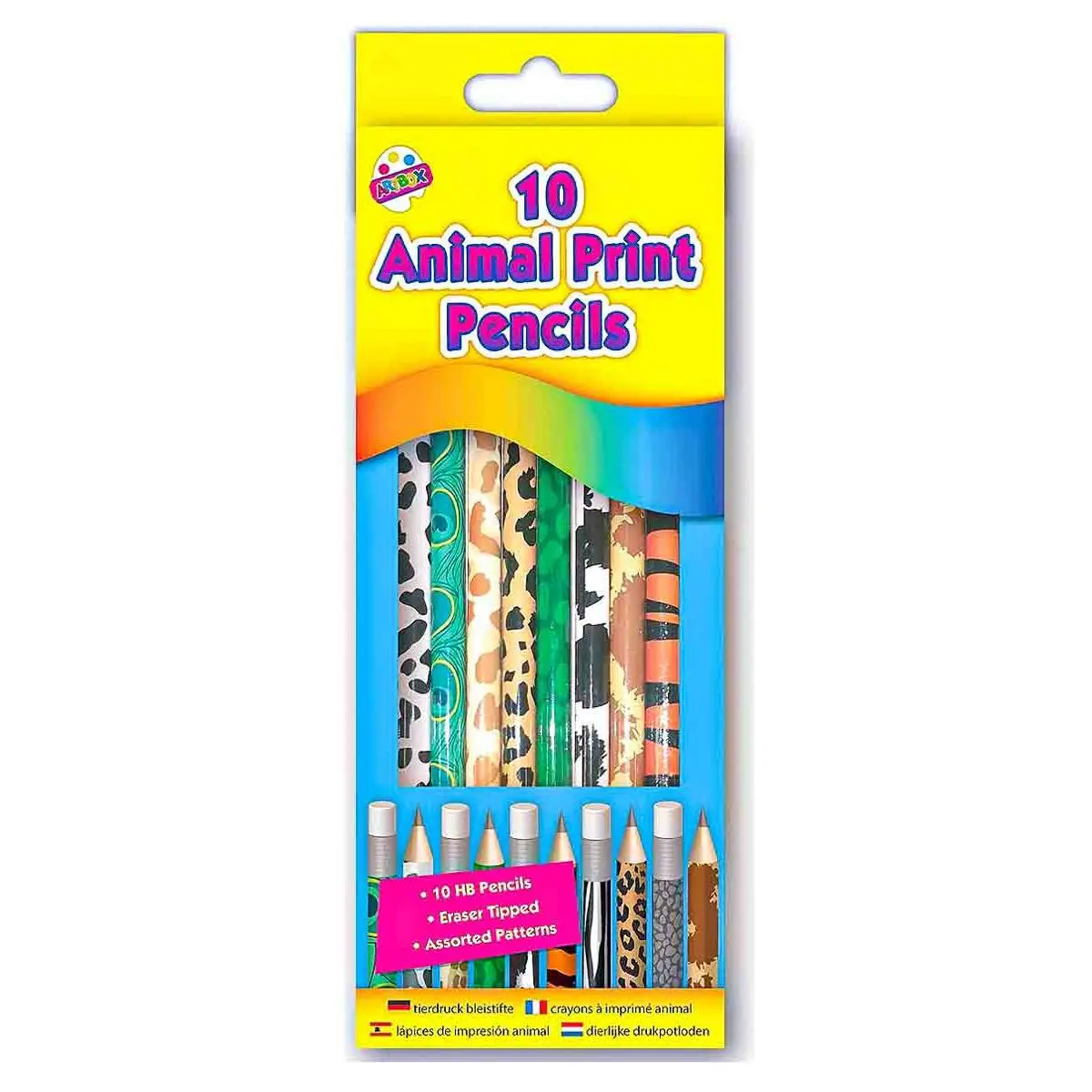 Artbox 10 Animal Print Hb Pencils With Eraser Tips 1