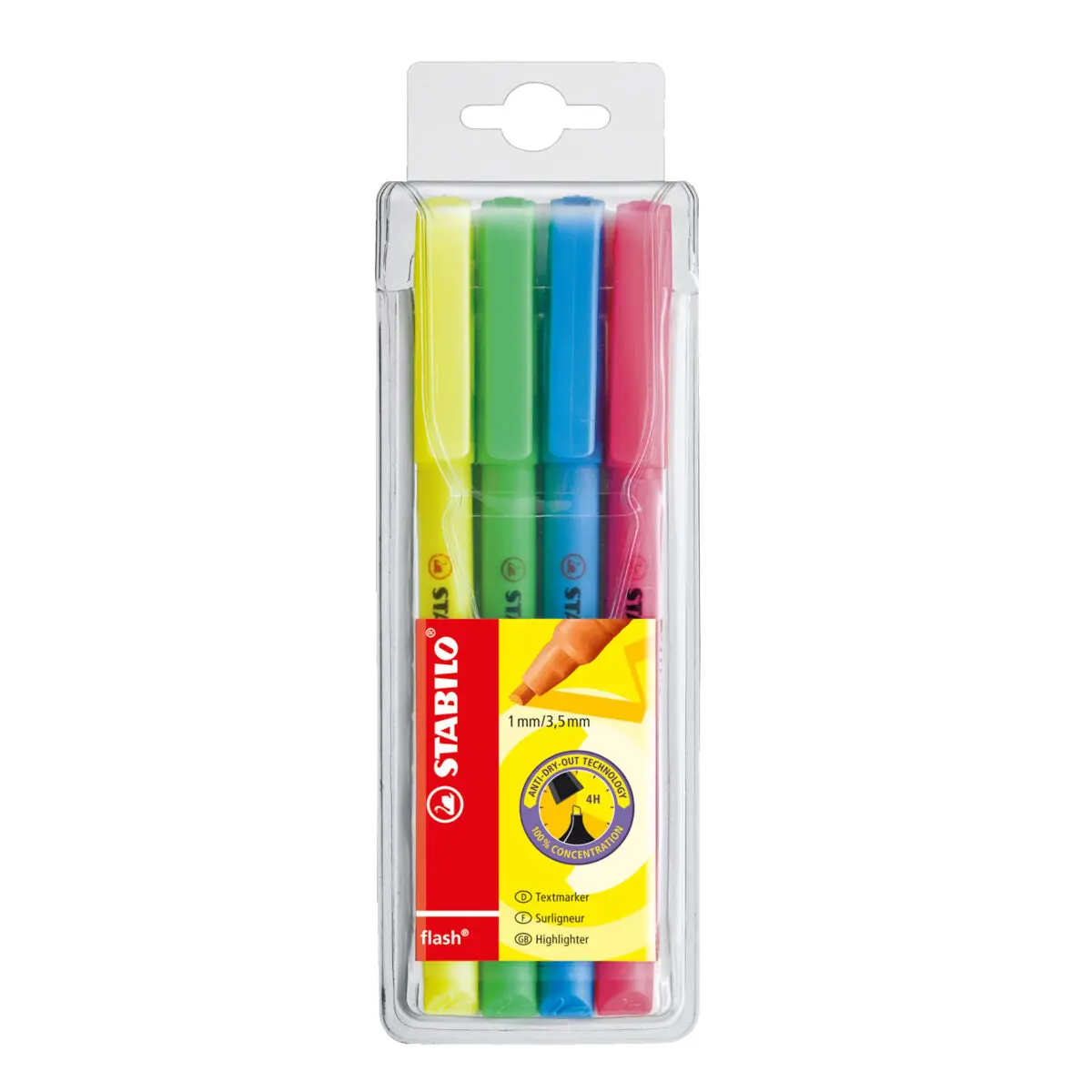 Stabilo Flash Assorted Colours Highlighter Wallet Pack Of 4 1