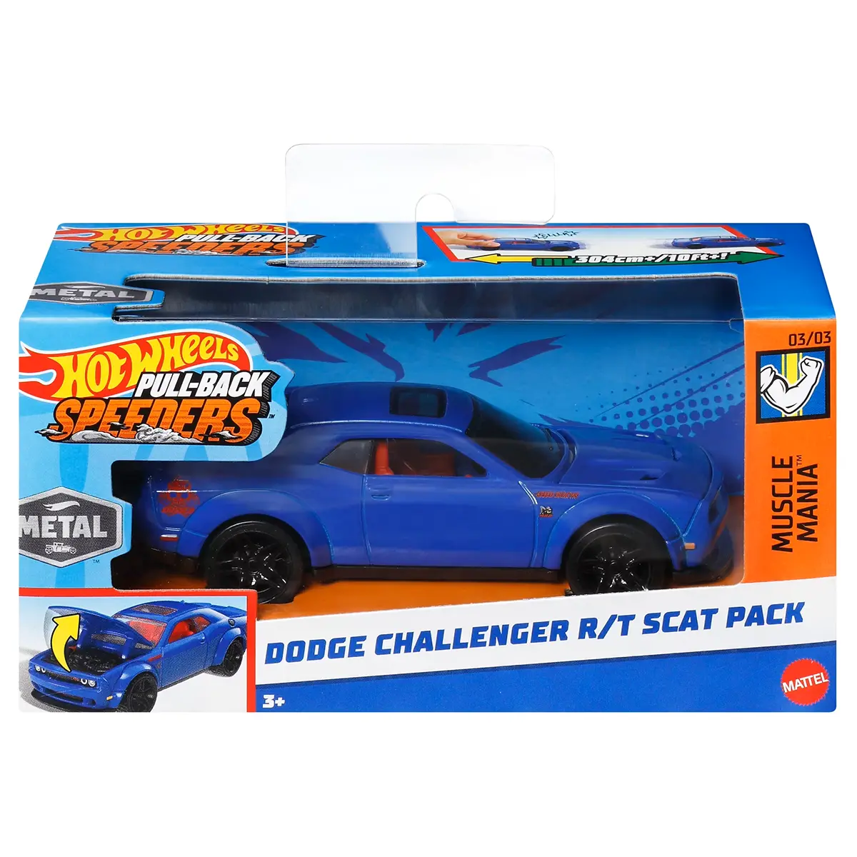Hot Wheels Pull-Back Speeders Dodge Challenger R/T Scat Pack Car 1