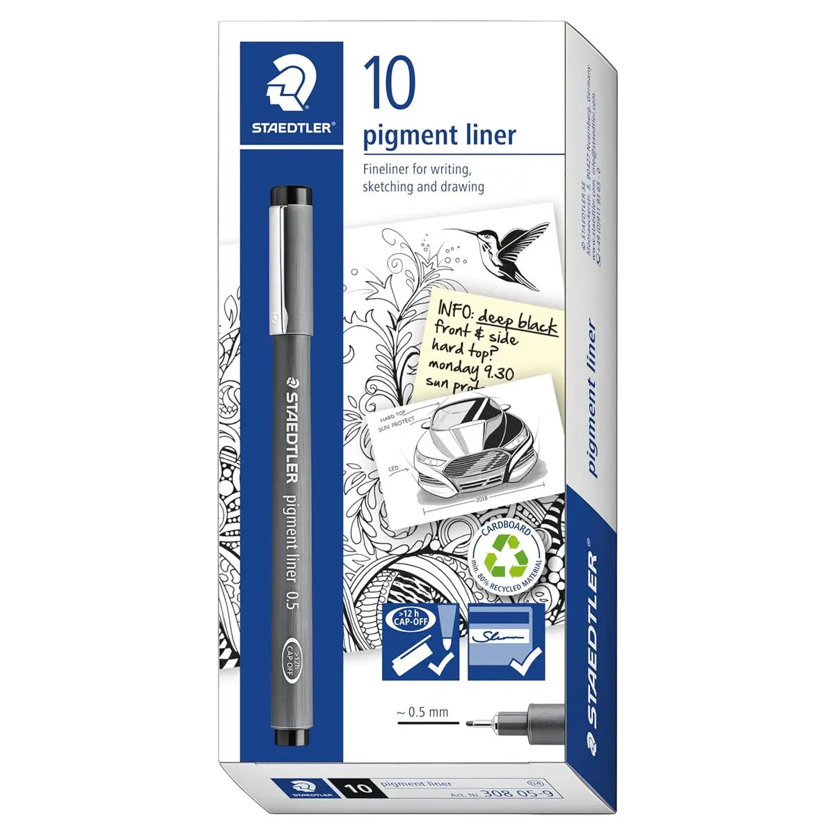 Staedtler Pigment Liner Black Pens (10 Pack) 1