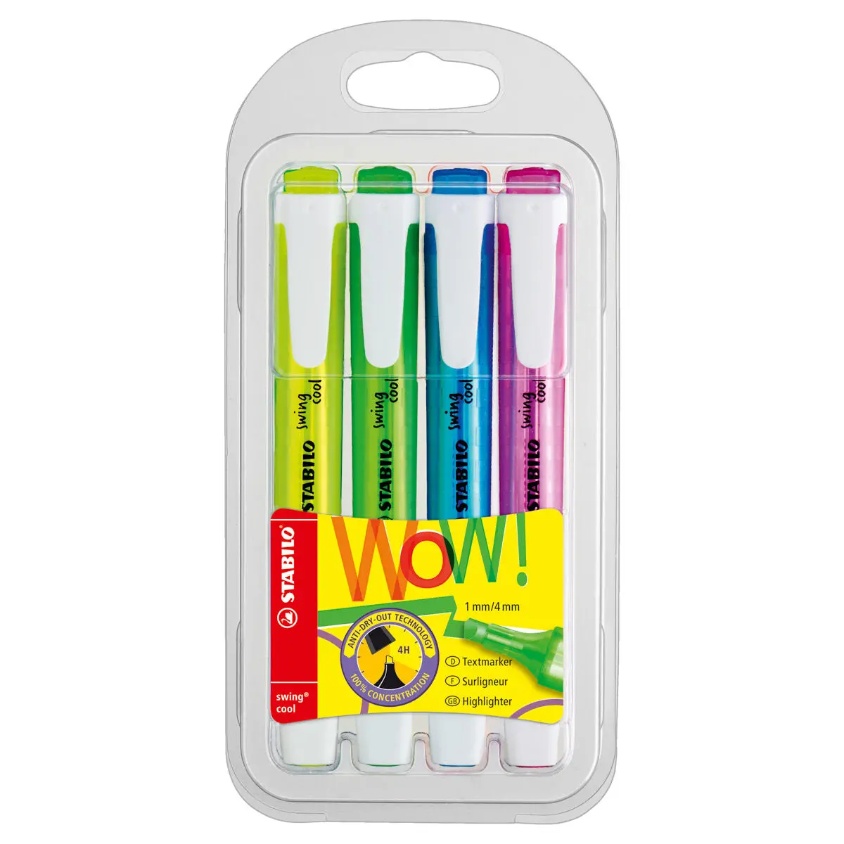Stabilo Swing Cool Assorted Colours Highlighter Wallet Pack Of 4 1