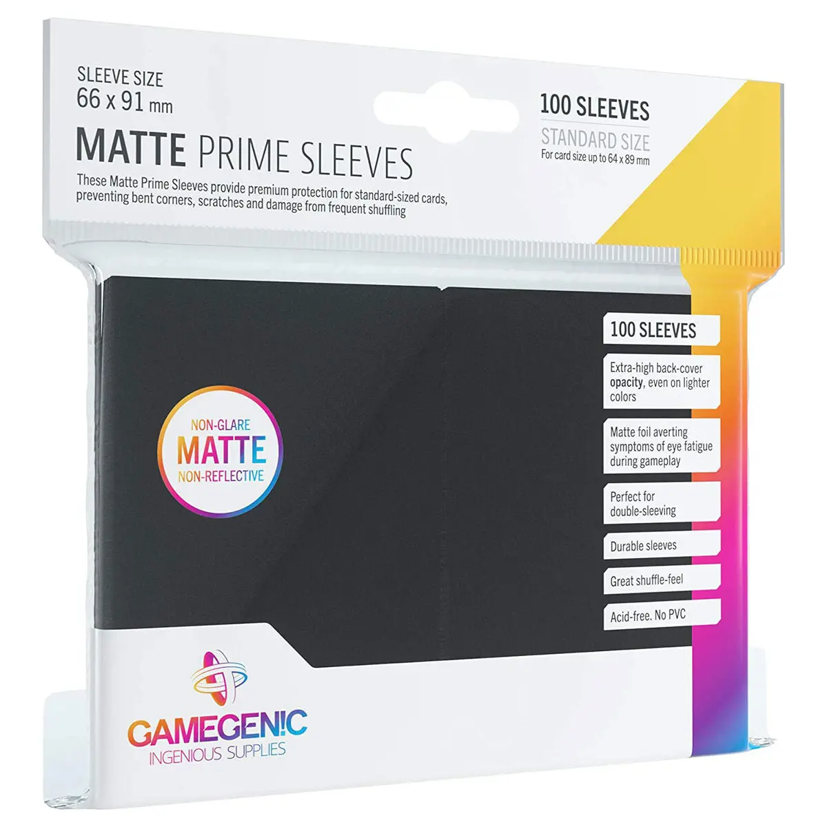 Gamegenic 100 Standard Size Matte Prime Sleeves For Gaming Cards Black 1