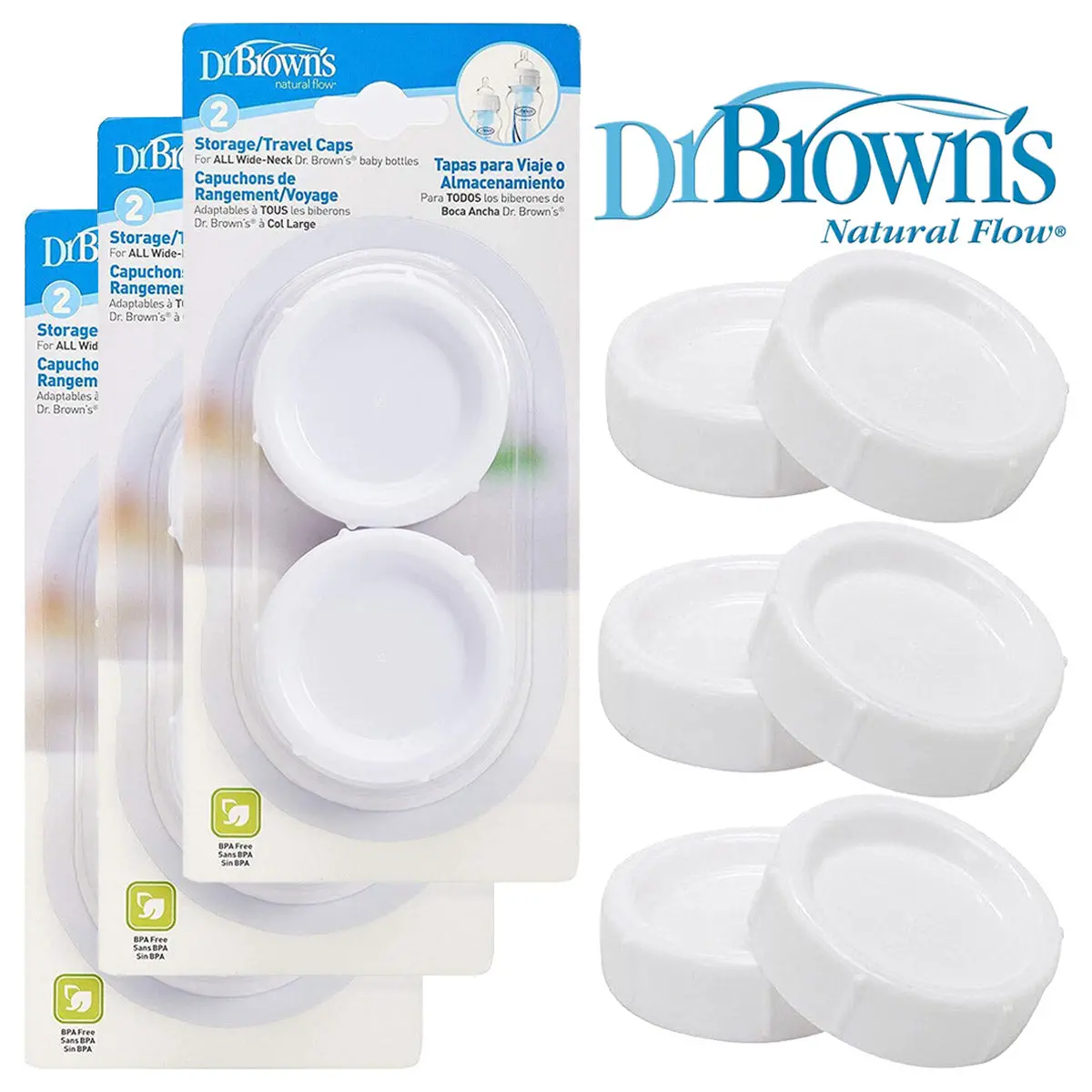 Dr Brown's Travel Caps For Wide Neck Bottles (Pack Of 6) 1