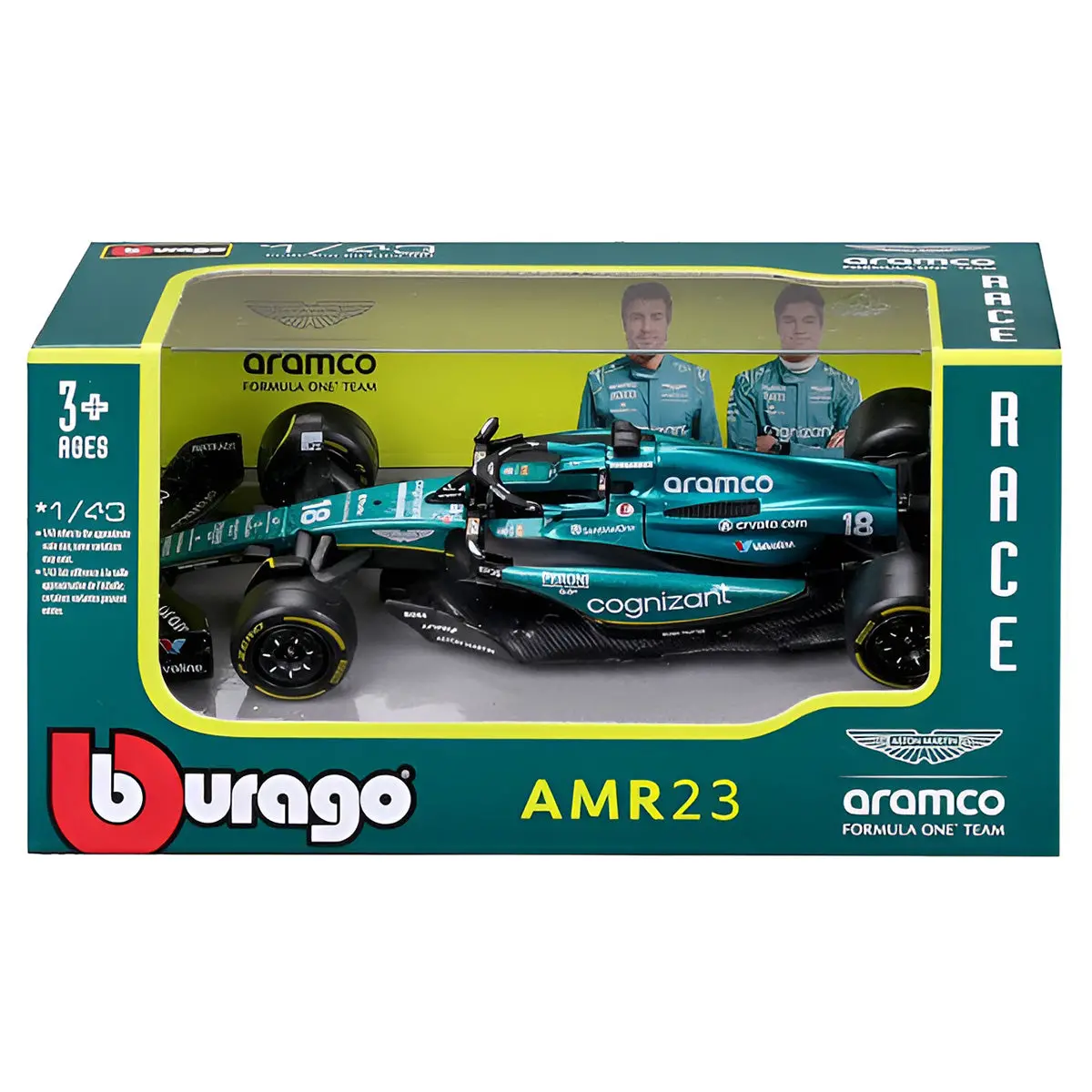 Bburago Aramco F1 Aston Martin Amr23 Lance Stroll 1:43 Race Car 1