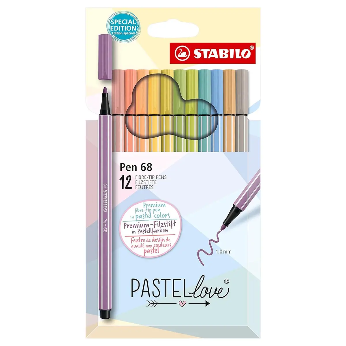 Stabilo Pen 68 Pastellove Premium Fibre-Tip Pens (12 Pack) 1