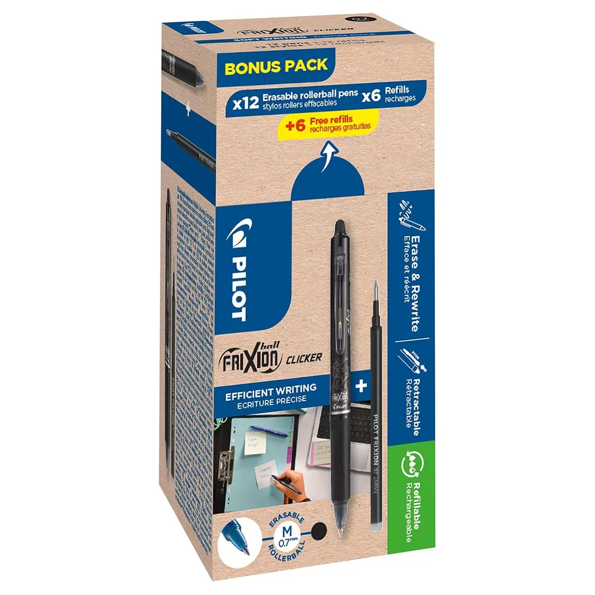 Frixion Ball Clicker Medium Line Green Pack - 12 Pens + 12 Refills 1