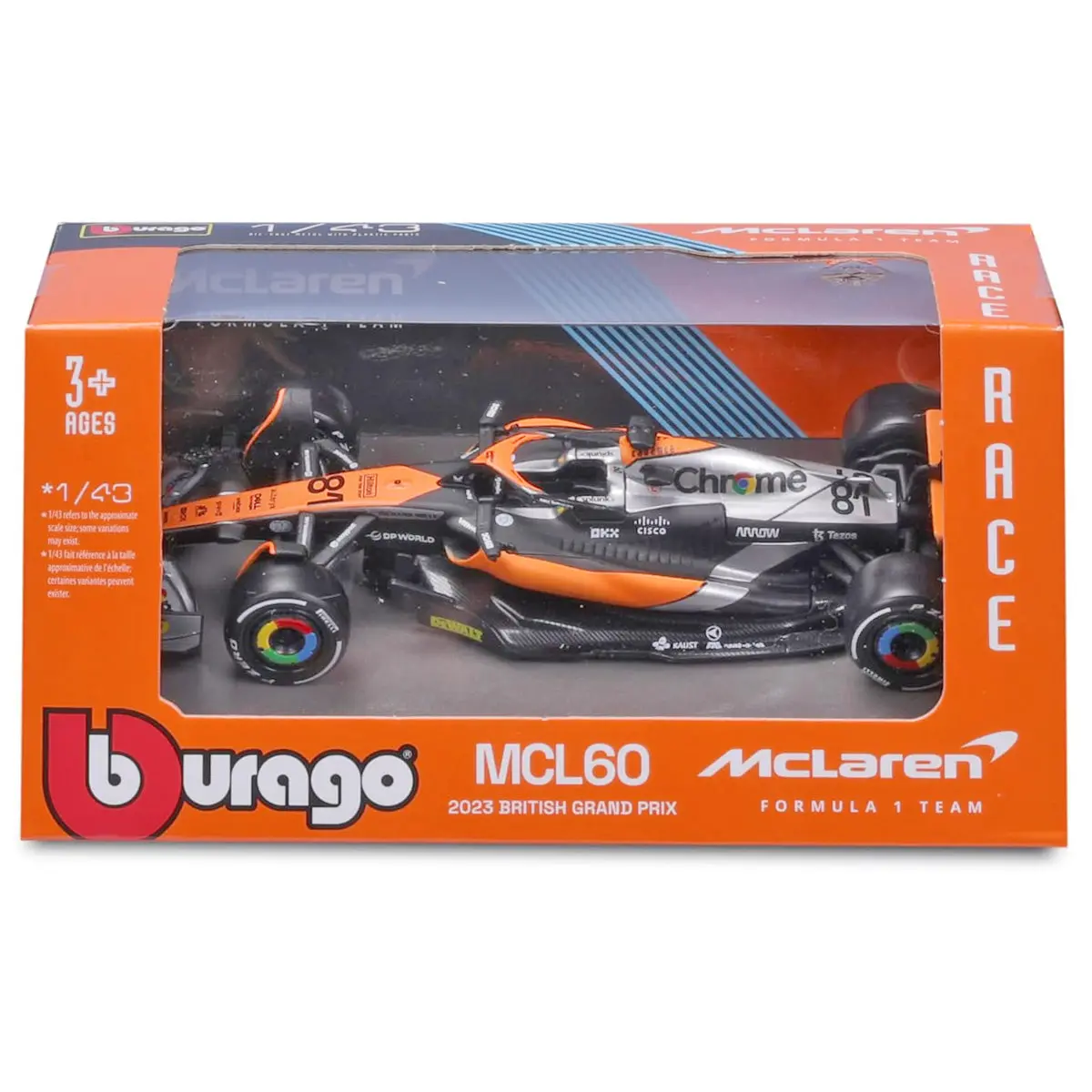 Bburago Formula 1 Mclaren Mcl60 2023 British Grand Prix 1:43 Scale Racing Car 1