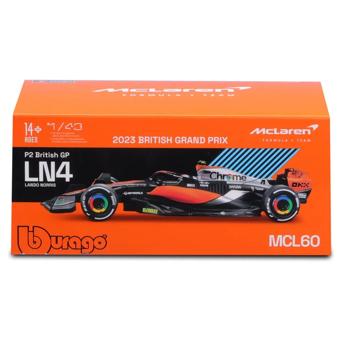 Bburago Mclaren F1 Mcl60 2023 British Grand Prix Ln4 Lando Norris 1:43 Race Car 1