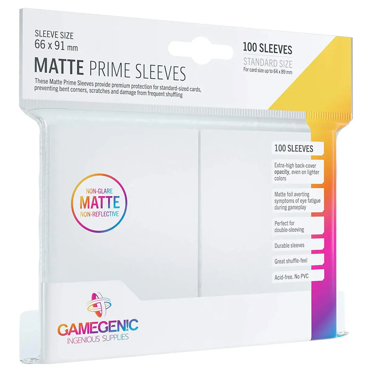 Gamegenic 100 Standard Size Matte Prime Sleeves For Gaming Cards White 1