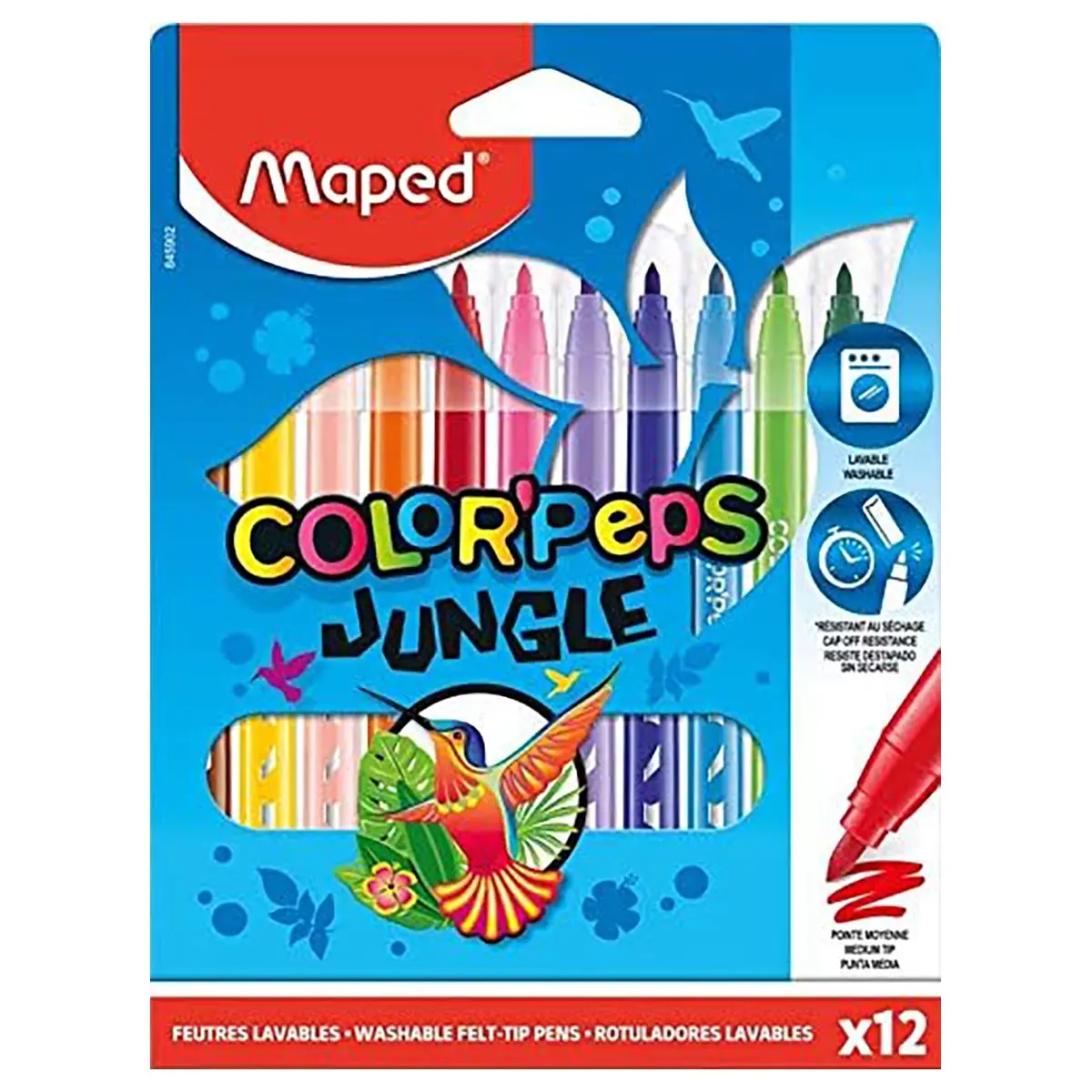 Maped Color'peps Jungle Washable Felt-Tip Pens (12 Pack) 1