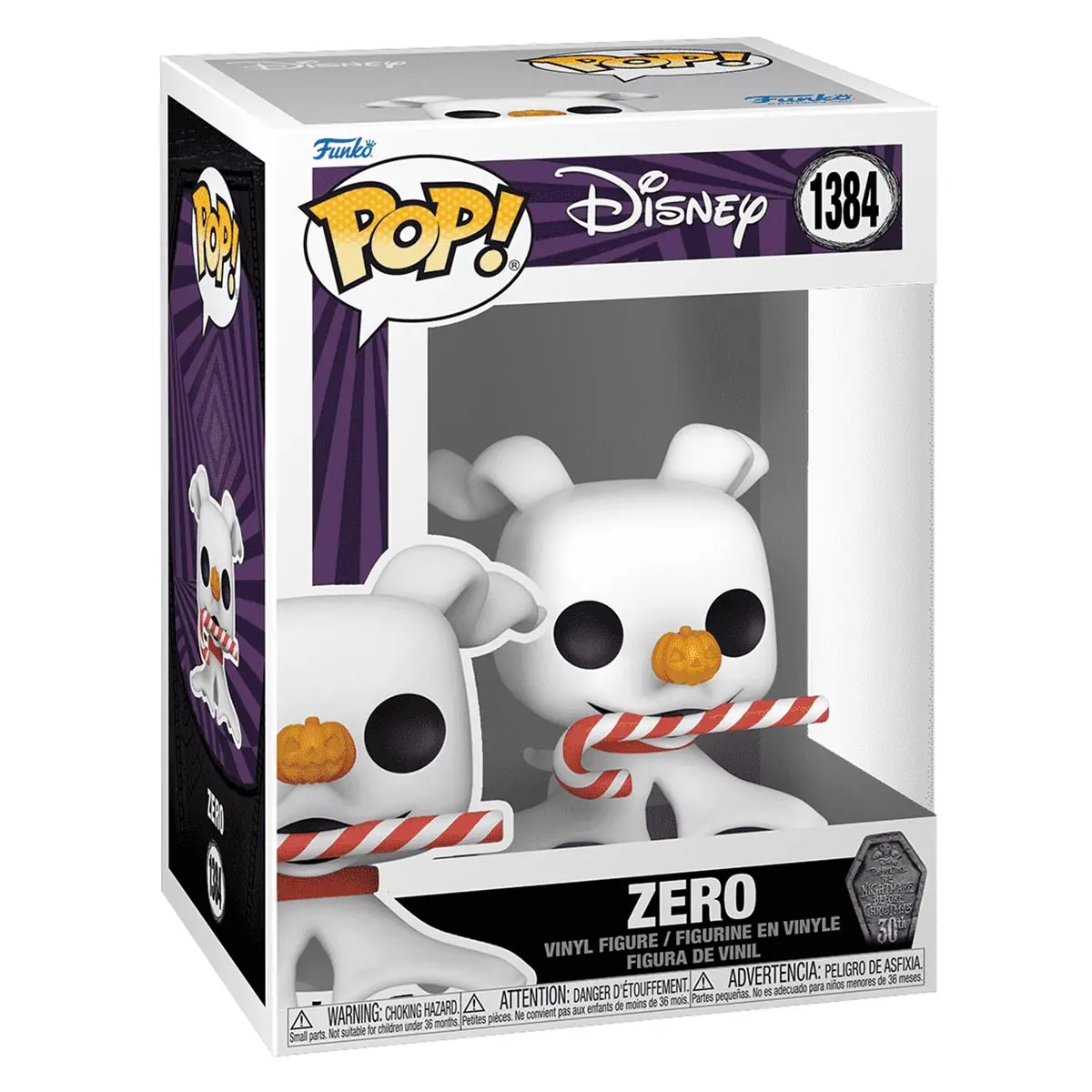 Funko Pop! Disney: The Nightmare Before Christmas 30Th Anniversary: Zero (Candy Cane) Vinyl Figure #1384 1