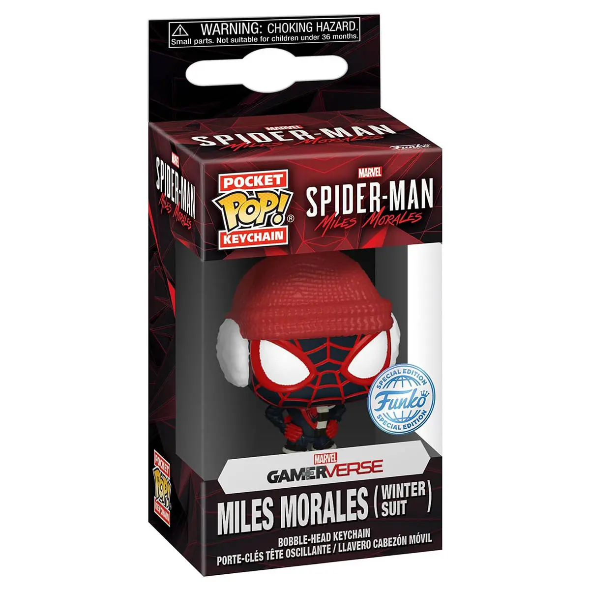 Funko Pop! Pocket Keychain: Marvel Spider-Man: Miles Morales (Winter Suit) Bobble-Head Vinyl Figure 1