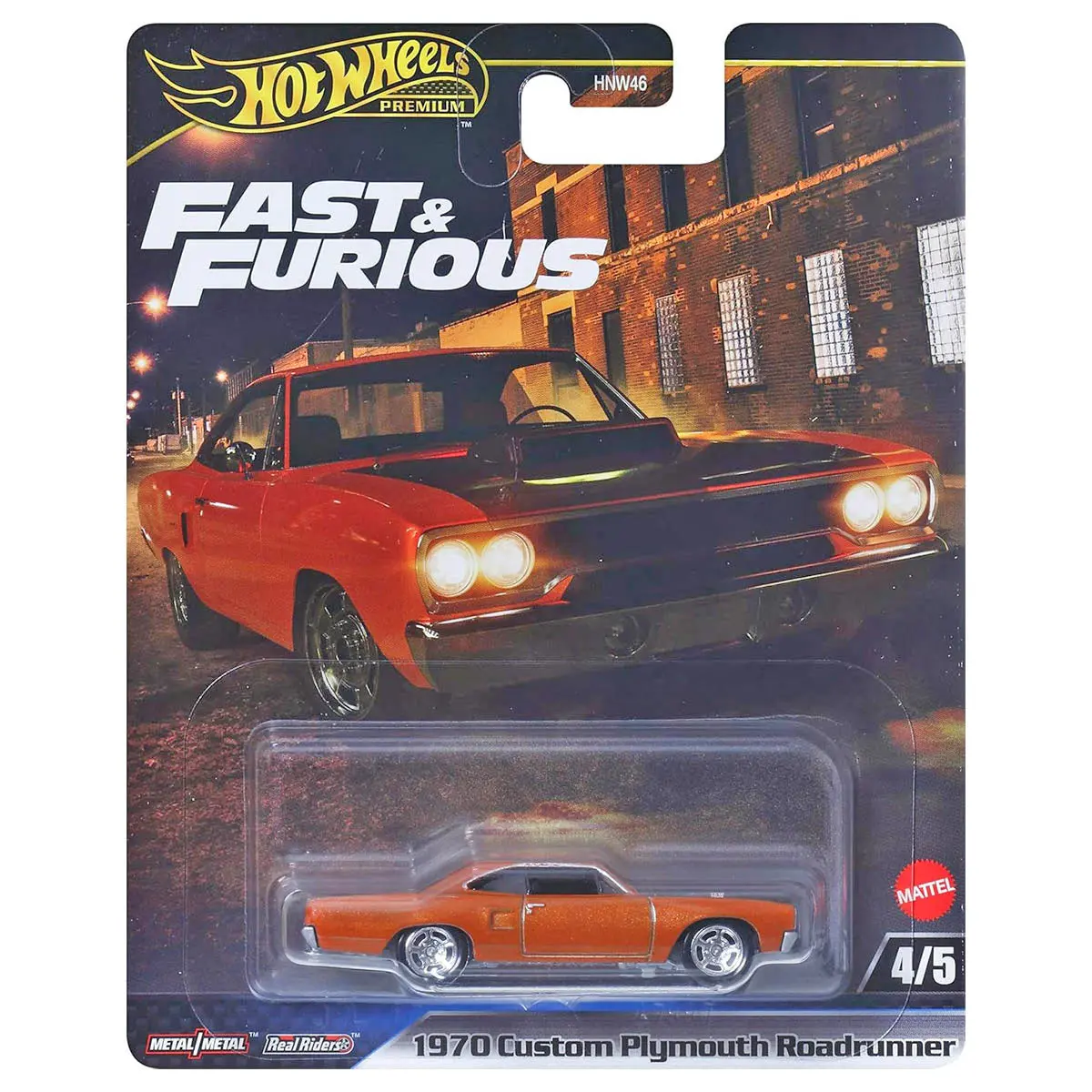 Hot Wheels Premier Fast & Furious: 1970 Custom Plymouth Roadrunner 1:64 Car (4/5) 1
