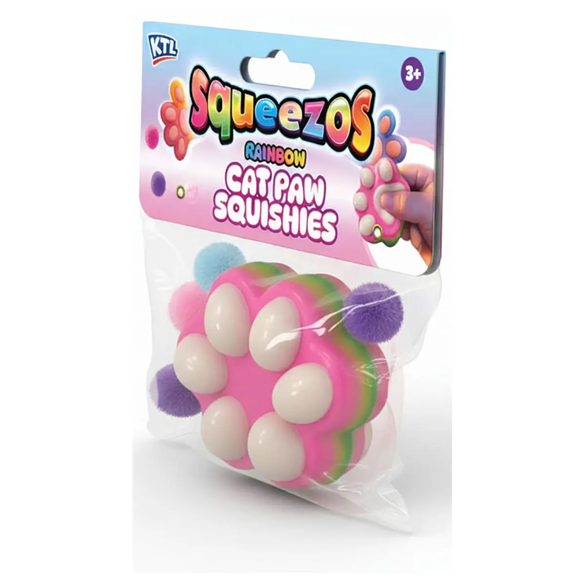 Squeezos Rainbow Cat Paw Squishy Toy 1 Piece 1