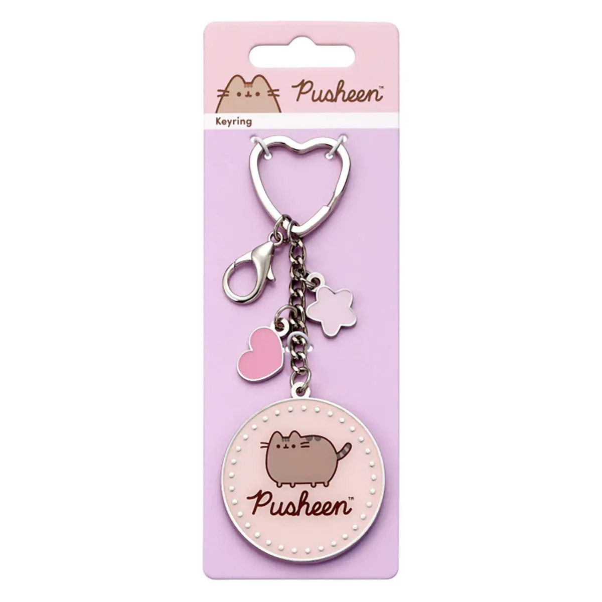 Pusheen The Cat Logo Pink Keyring With Mini Charms 1