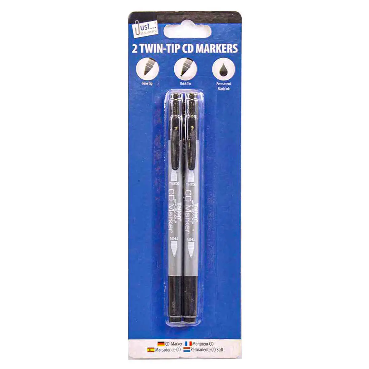 Just Stationery 2 Twin-Tip Cd Markers Black (2 Pack) 1